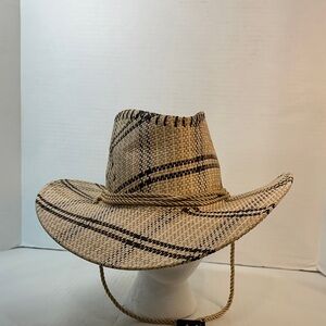 Tan Plaid Straw Cowboy Hat